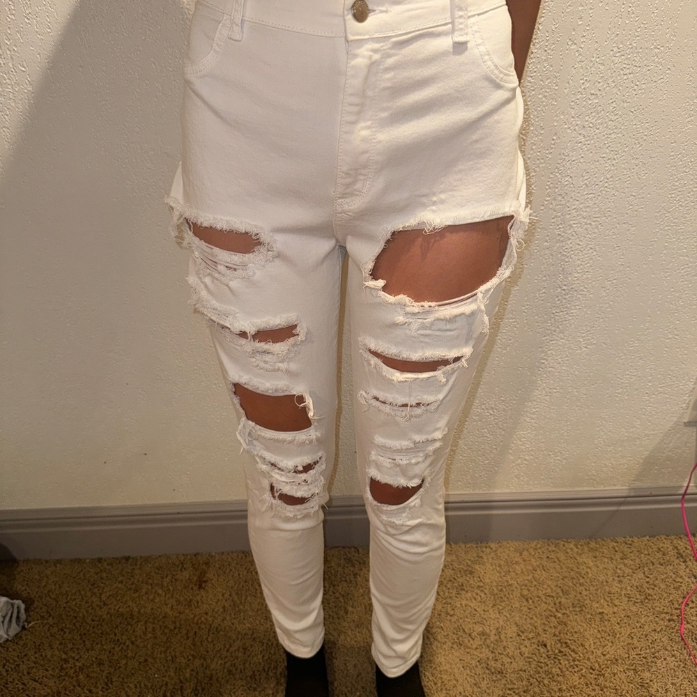 ENCORE white jeans, stretchy comfy size 15